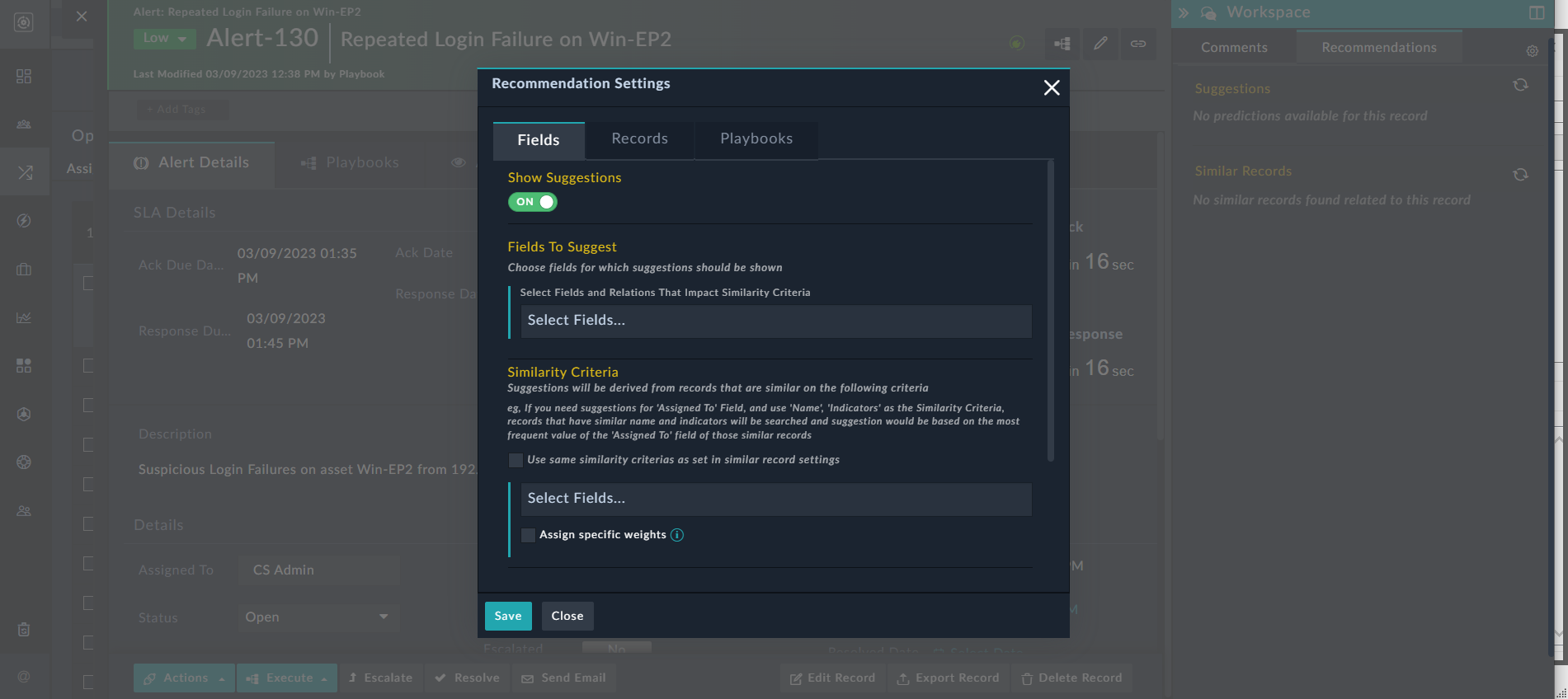 Enabling predicting values of field values