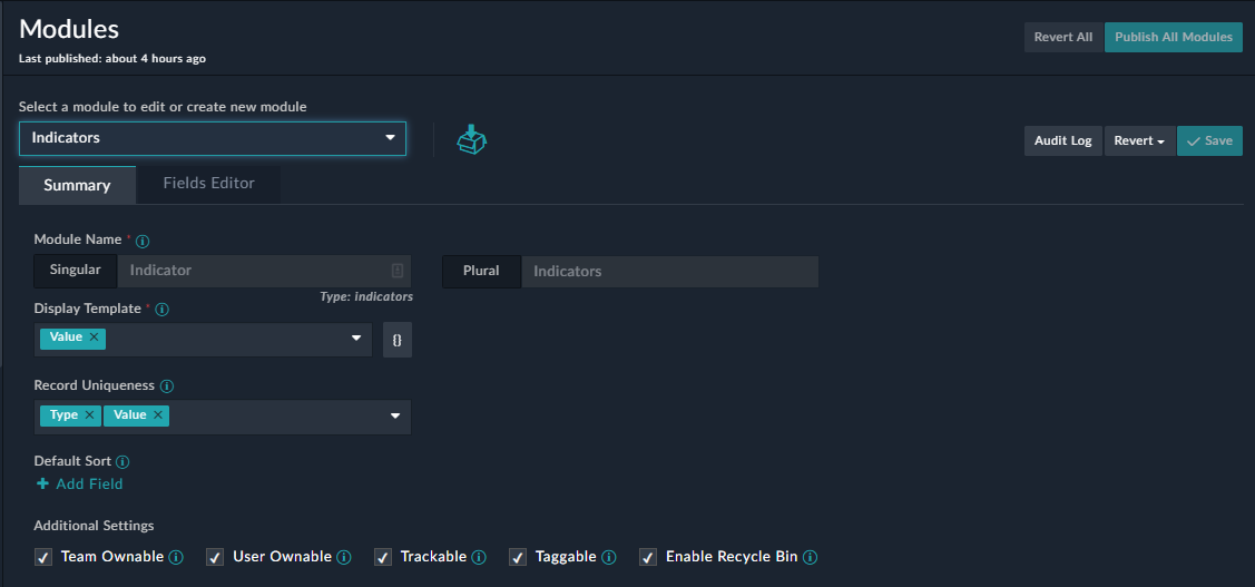 Application Editor: Summary Page - Record Uniqueness section
