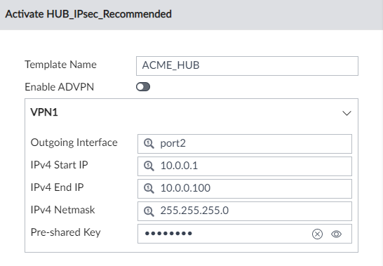 Defining the hub template | FortiManager 7.4.2 | Fortinet Document Library