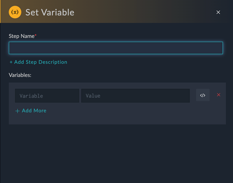Dialog in which the 'Step Name' field is in focus