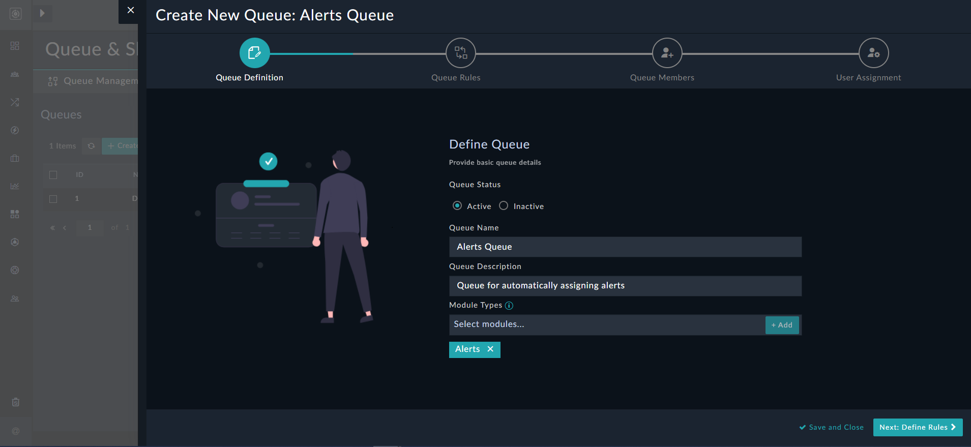Create New Queue Wizard: Queue Definition screen