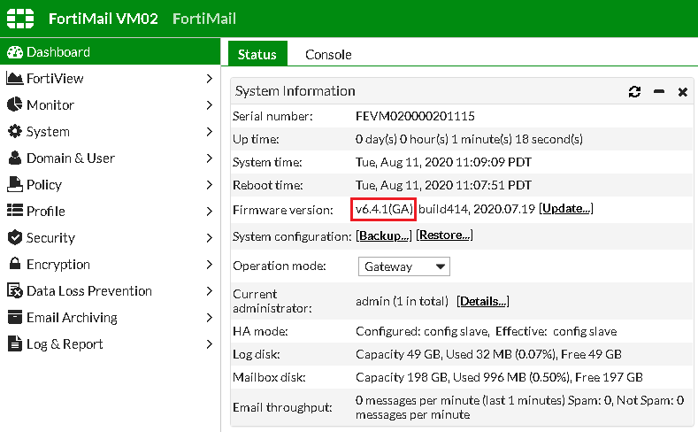 HA group firmware upgrade | FortiMail 7.4.0 | Fortinet Document Library