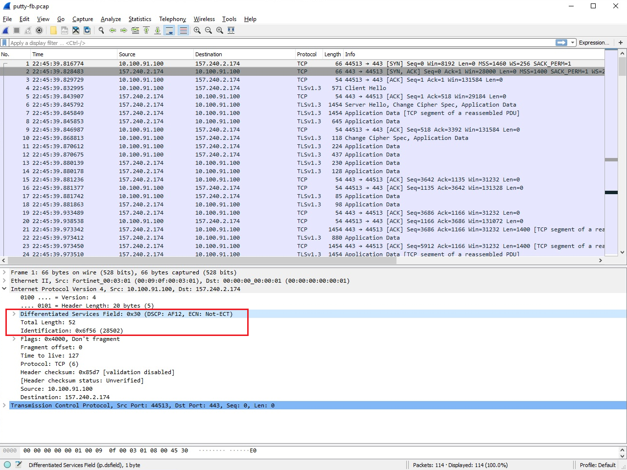 DSCP tagged VoIP traffic analysis